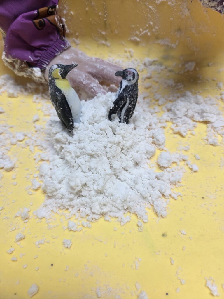 컬렉타 황제펭귄 아프리카 펭귄 피규어 비교 쉐이빙폼 눈 놀이